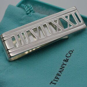 Tiffany & Co. Sterling Silver Atlas Roman Numerals Money Clip